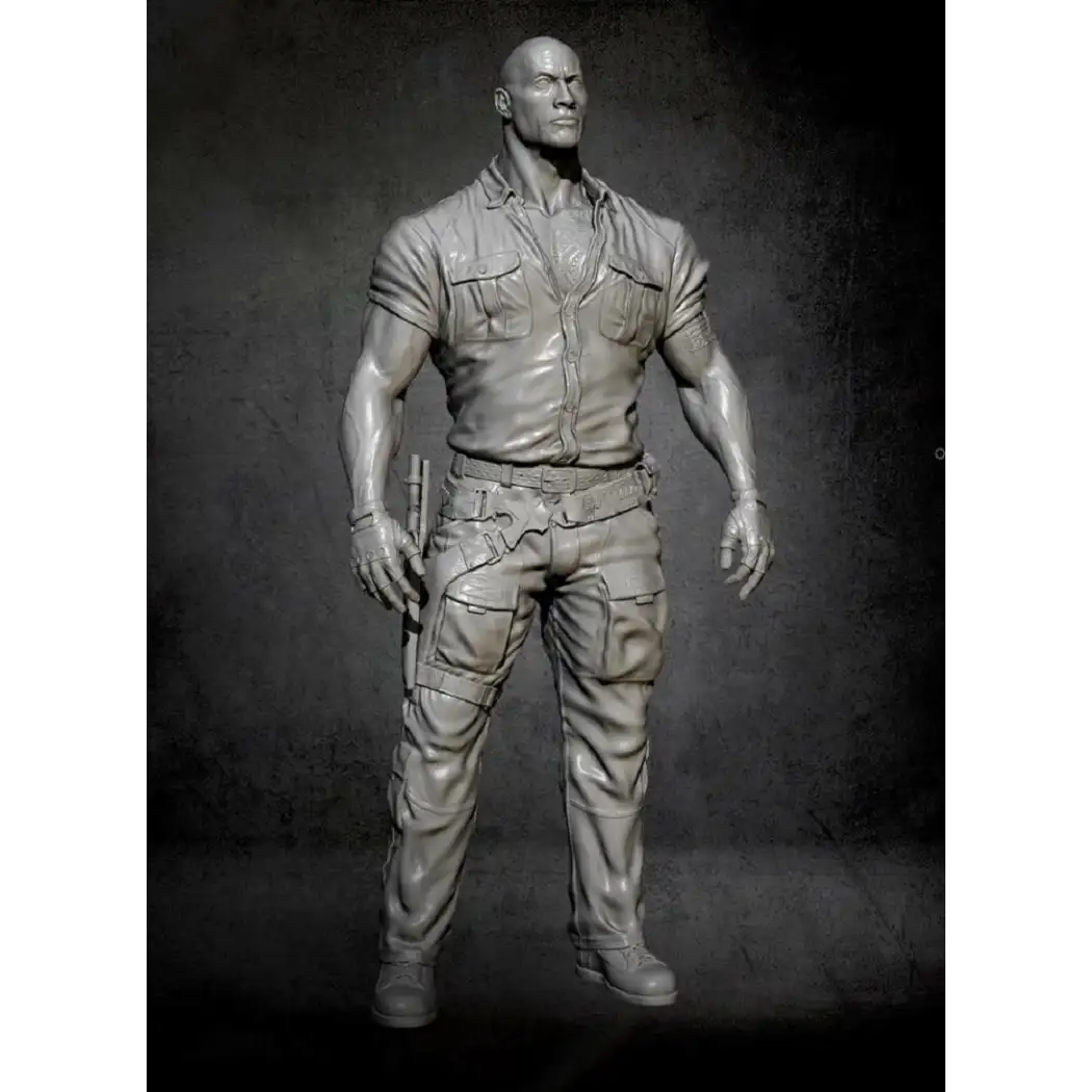 1/24 75mm Resin Model Kit Warrior Dwayne Johnson Jungle Unpainted - Model-Fan-Store