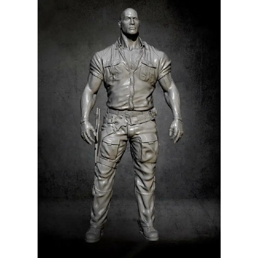 1/24 75mm Resin Model Kit Warrior Dwayne Johnson Jungle Unpainted - Model-Fan-Store