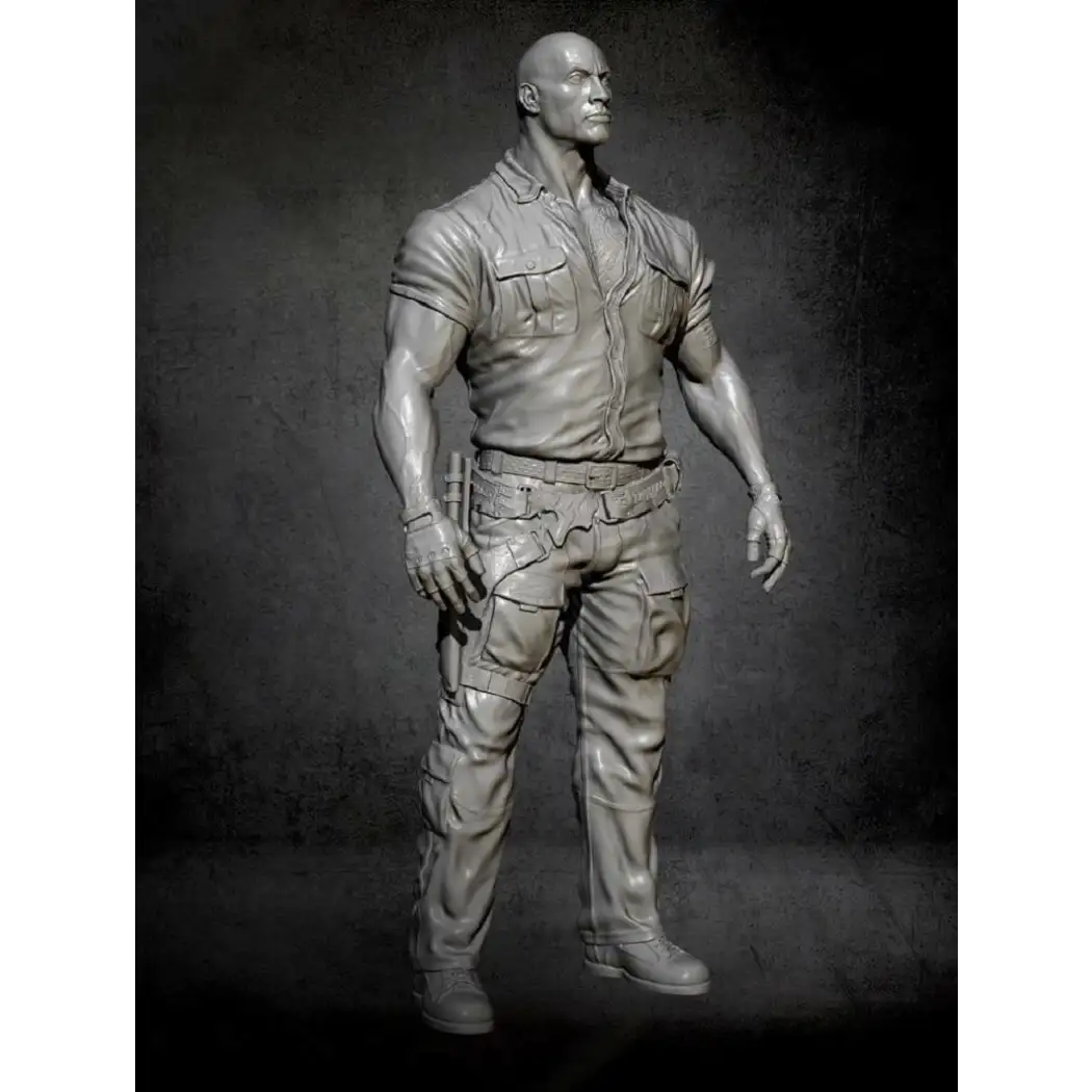 1/24 75mm Resin Model Kit Warrior Dwayne Johnson Jungle Unpainted - Model-Fan-Store