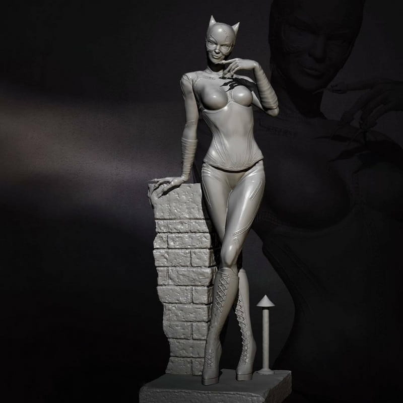 1/4 570mm 3D Print Superhero Model Kit Catwoman Beautiful Girl Unpainted