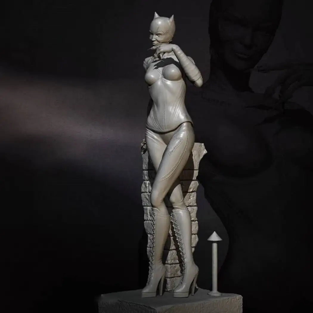 1/24 75mm Resin Superhero Model Kit Catwoman Beautiful Girl with base Unpainted