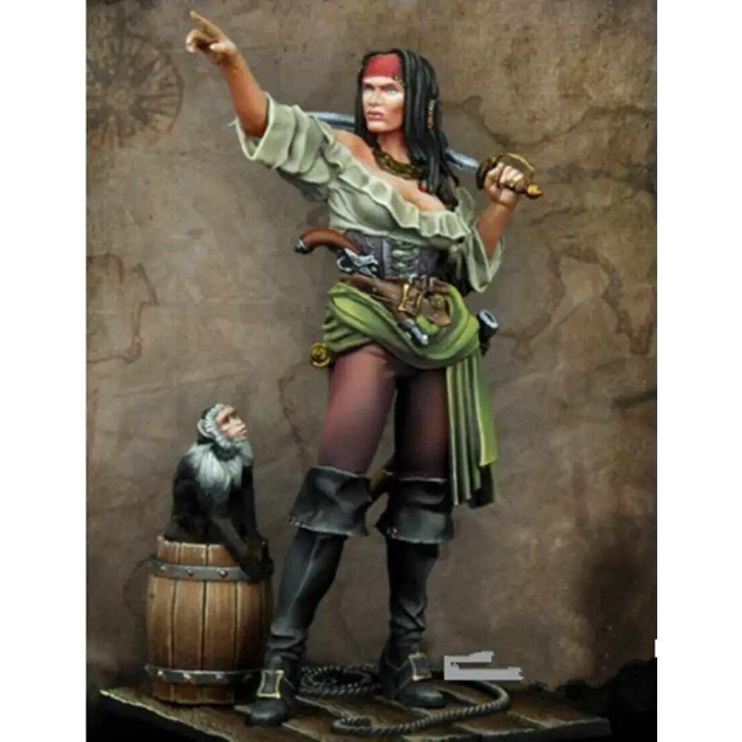 1/24 Resin Model Kit Beautiful Girl Woman Pirate (with base) Unpainted - Model-Fan-Store