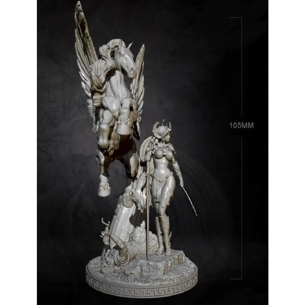 1/32 105mm Resin Model Kit Beautiful Girl and Pegasus Fantasy Miniature Unpainted - Model-Fan-Store