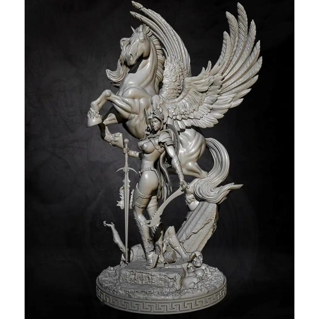 1/32 105mm Resin Model Kit Beautiful Girl and Pegasus Fantasy Miniature Unpainted - Model-Fan-Store