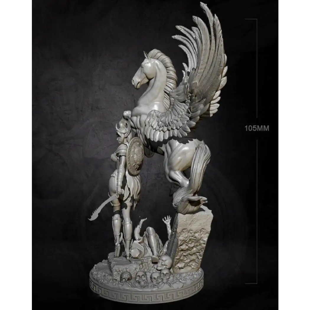 1/32 105mm Resin Model Kit Beautiful Girl and Pegasus Fantasy Miniature Unpainted - Model-Fan-Store