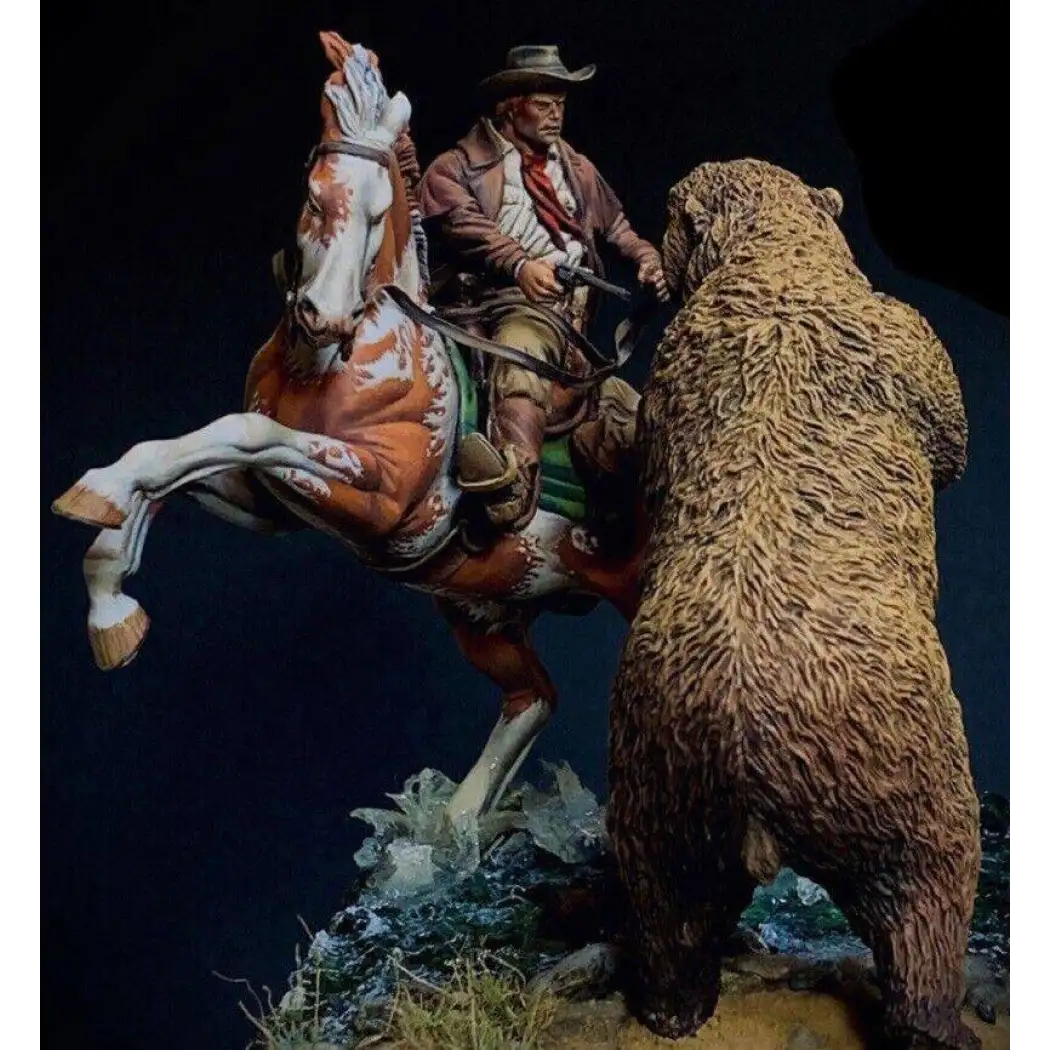 1/32 Resin Model Kit Wild West Rider Cowboy and Bear Unpainted - Model-Fan-Store
