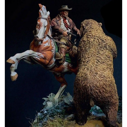 1/32 Resin Model Kit Wild West Rider Cowboy and Bear Unpainted - Model-Fan-Store
