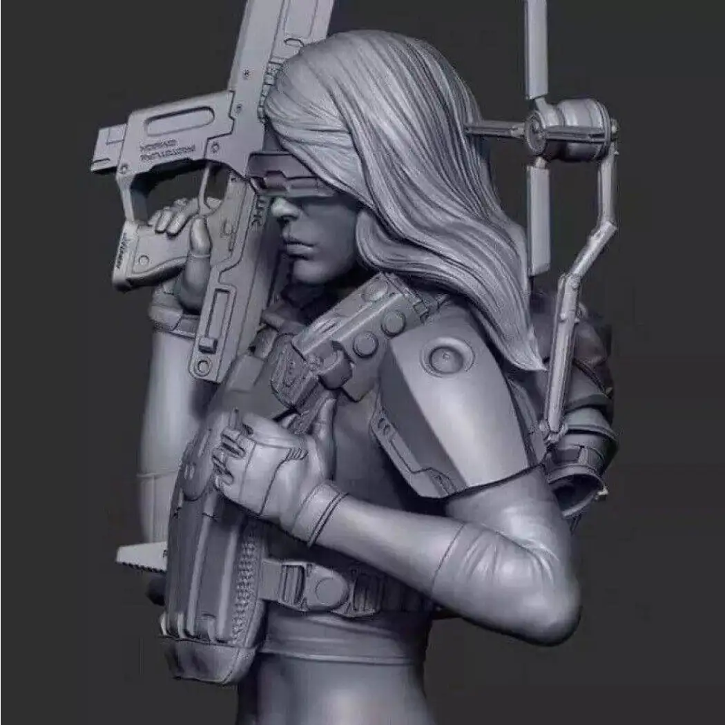 1/10 BUST Resin Cyberpunk Model Kit Beautiful Girl Mercenary Unpainted - Model-Fan-Store