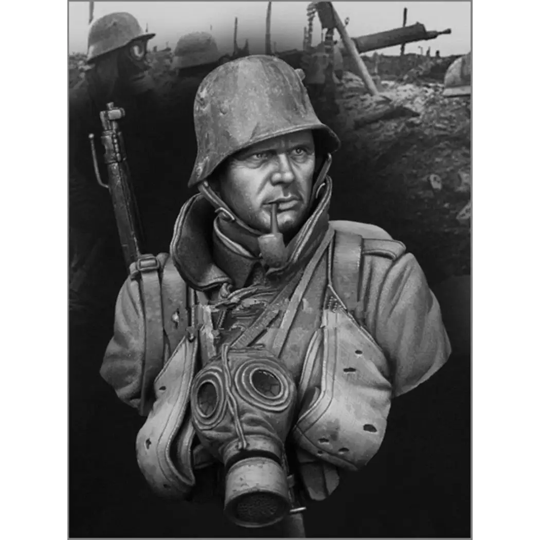 1/10 BUST Resin Model Kit German Soldier Smoking a Pipe WW1 Unpainted - Model-Fan-Store