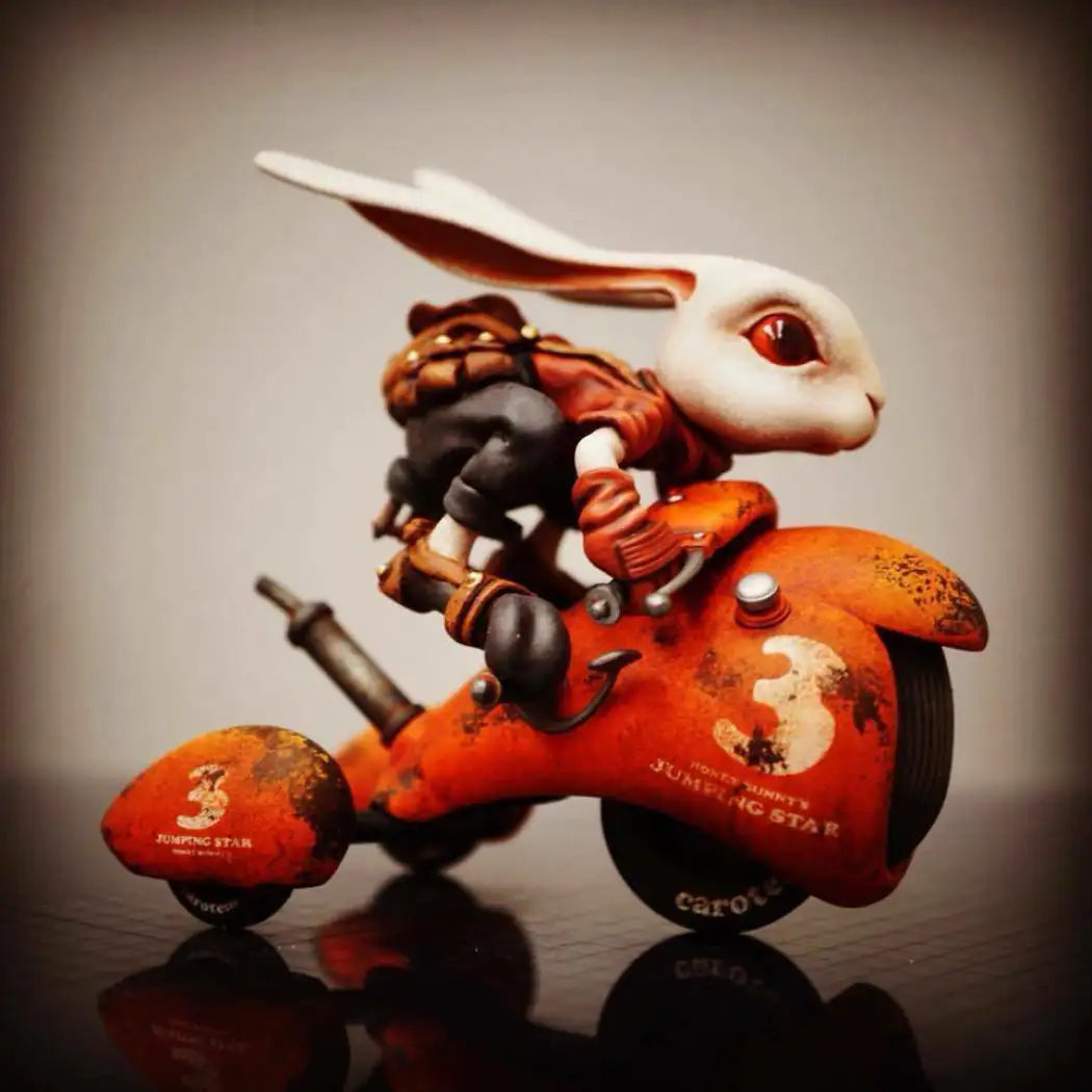 Blond Racer Rabbitears 1/12 Resin Model Kit Hare Rabbit with Moto Speed Racer Fairy Tales Unp ...