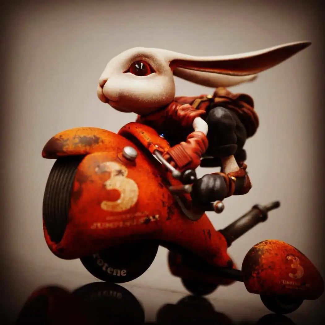 1/12 Resin Model Kit Hare Rabbit with Moto Racer Speed Racing Unpainted - Model-Fan-Store