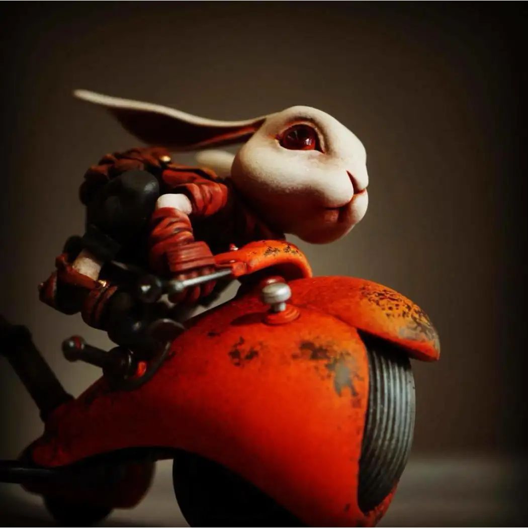 1/12 Resin Model Kit Hare Rabbit with Moto Racer Speed Racing Unpainted - Model-Fan-Store