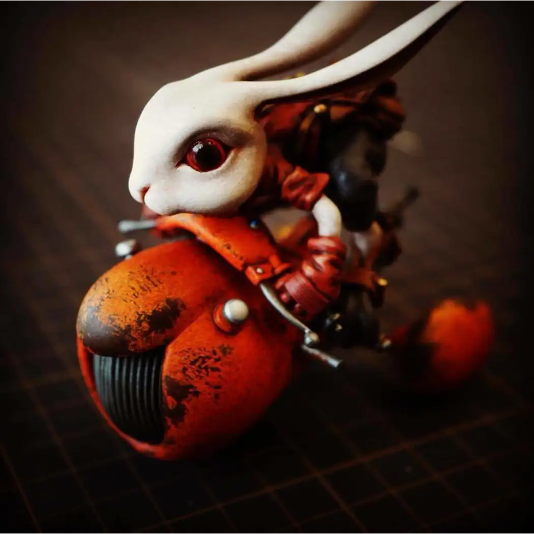 Motor Racing Rabbit 1/12 Resin Model Kit Hare Rabbit with Moto Speed Racer Fairy Tales Unp ...