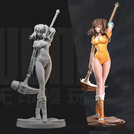 1/18 Resin Model Kit Beautiful Girl Fighter Monster Slayer Fantasy Unpainted - Model-Fan-Store