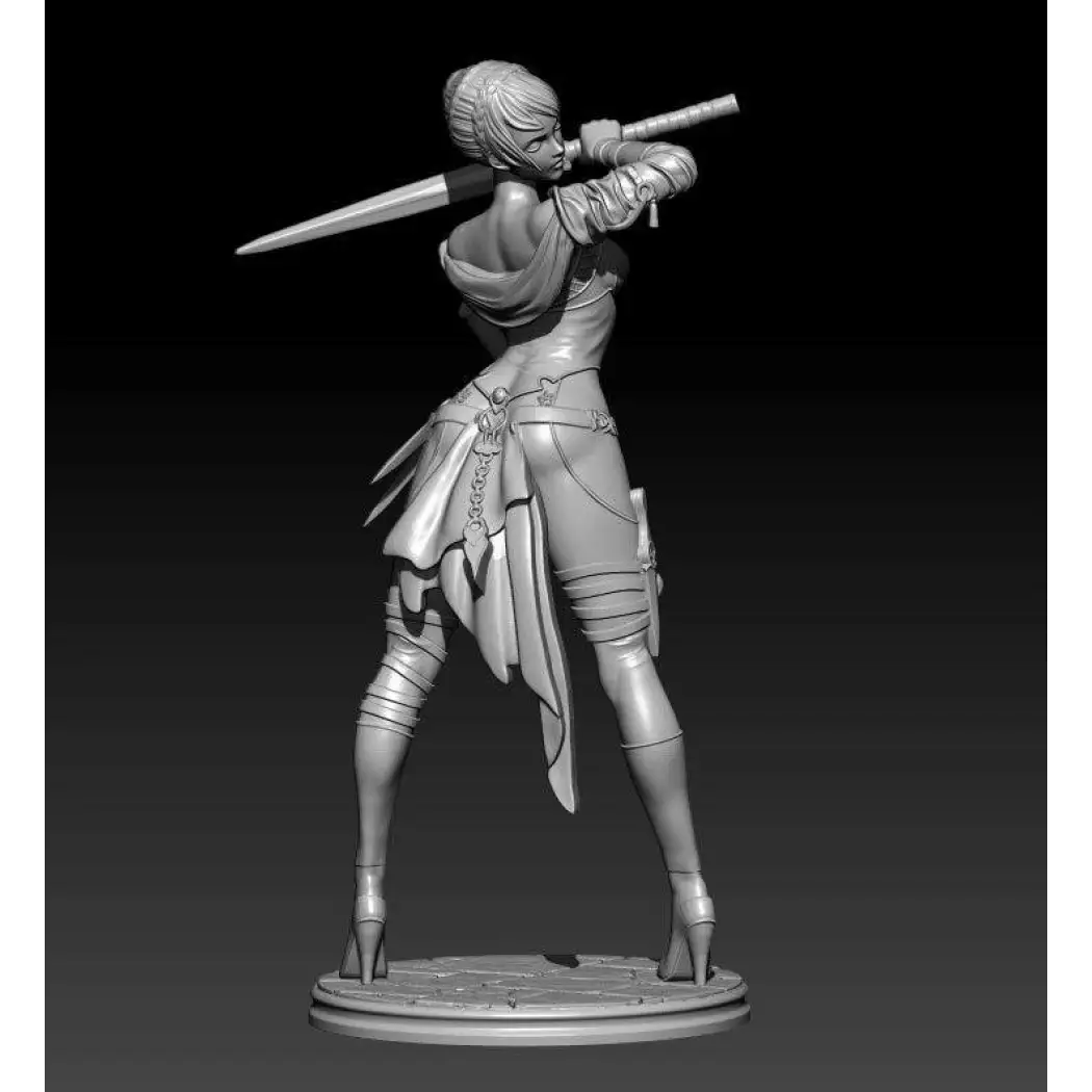 1/24 75mm Resin Model Kit Beautiful Girl Swordsman Sword Master Fantasy Unpainted - Model-Fan-Store