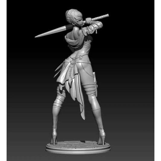 1/24 75mm Resin Model Kit Beautiful Girl Swordsman Sword Master Fantasy Unpainted - Model-Fan-Store