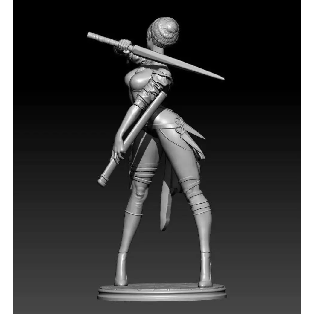 1/24 75mm Resin Model Kit Beautiful Girl Swordsman Sword Master Fantasy Unpainted - Model-Fan-Store