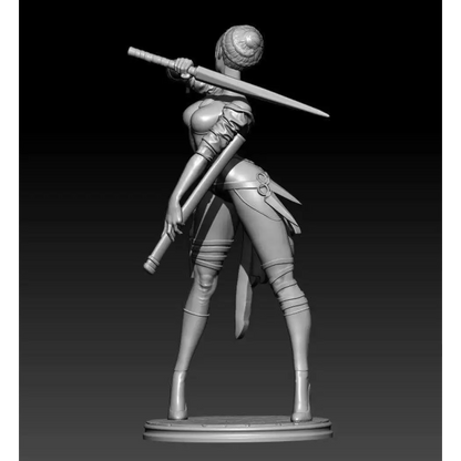 1/24 75mm Resin Model Kit Beautiful Girl Swordsman Sword Master Fantasy Unpainted - Model-Fan-Store