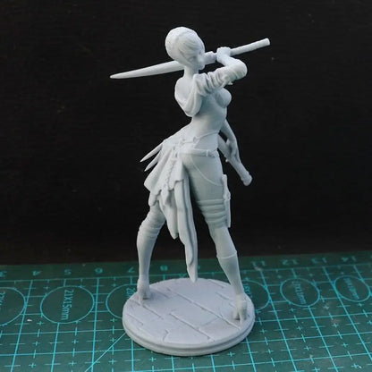 1/24 75mm Resin Model Kit Beautiful Girl Swordsman Sword Master Fantasy Unpainted - Model-Fan-Store