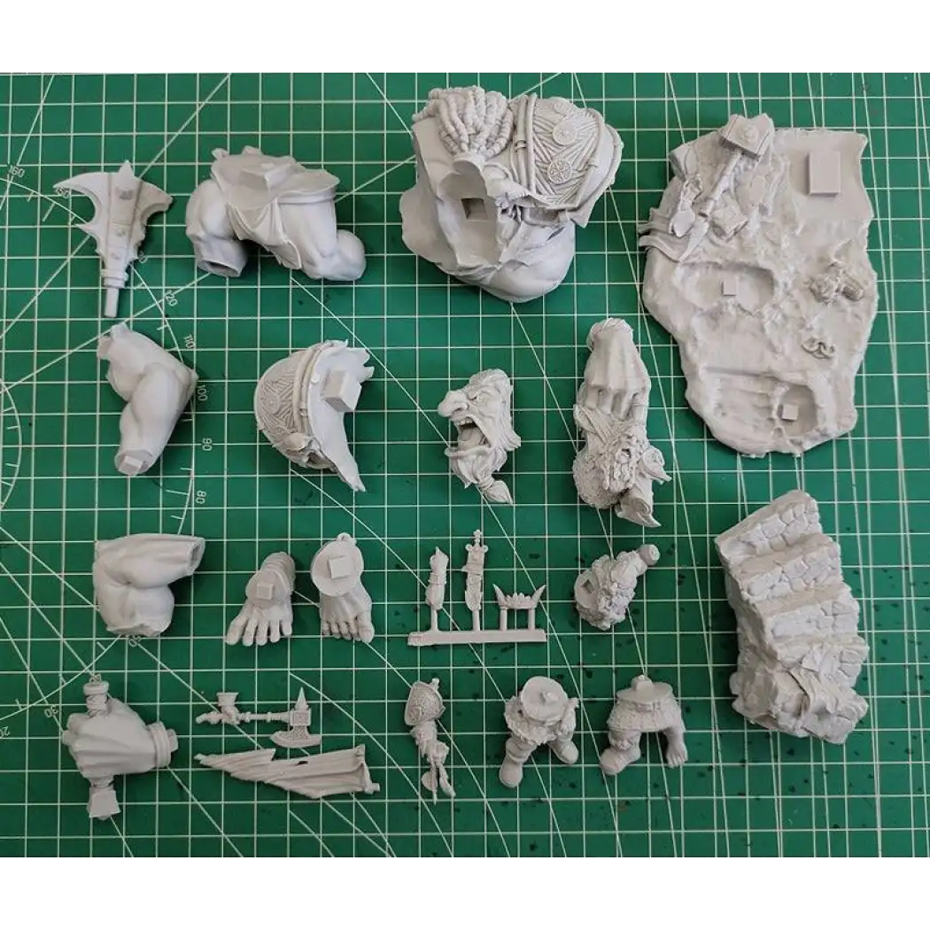 1/24 Resin Model Kit Warriors Dwarves and Troll Warcraft Unpainted - Model-Fan-Store