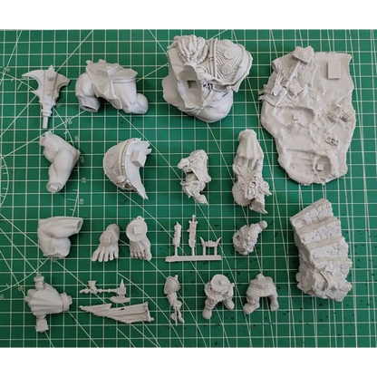 1/24 Resin Model Kit Warriors Dwarves and Troll Warcraft Unpainted - Model-Fan-Store