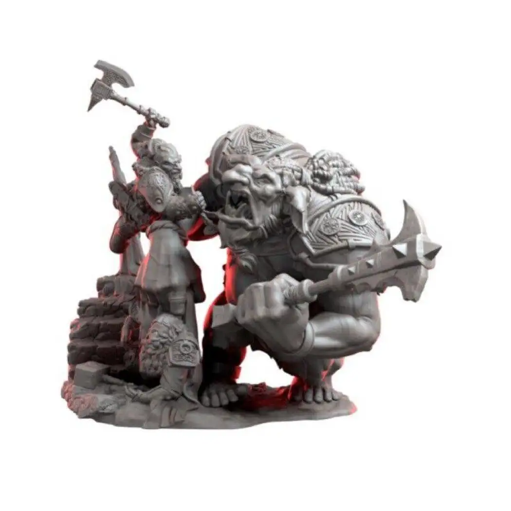 1/24 Resin Model Kit Warriors Dwarves and Troll Warcraft Unpainted - Model-Fan-Store