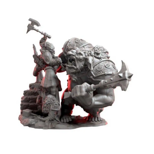 1/24 Resin Model Kit Warriors Dwarves and Troll Warcraft Unpainted - Model-Fan-Store