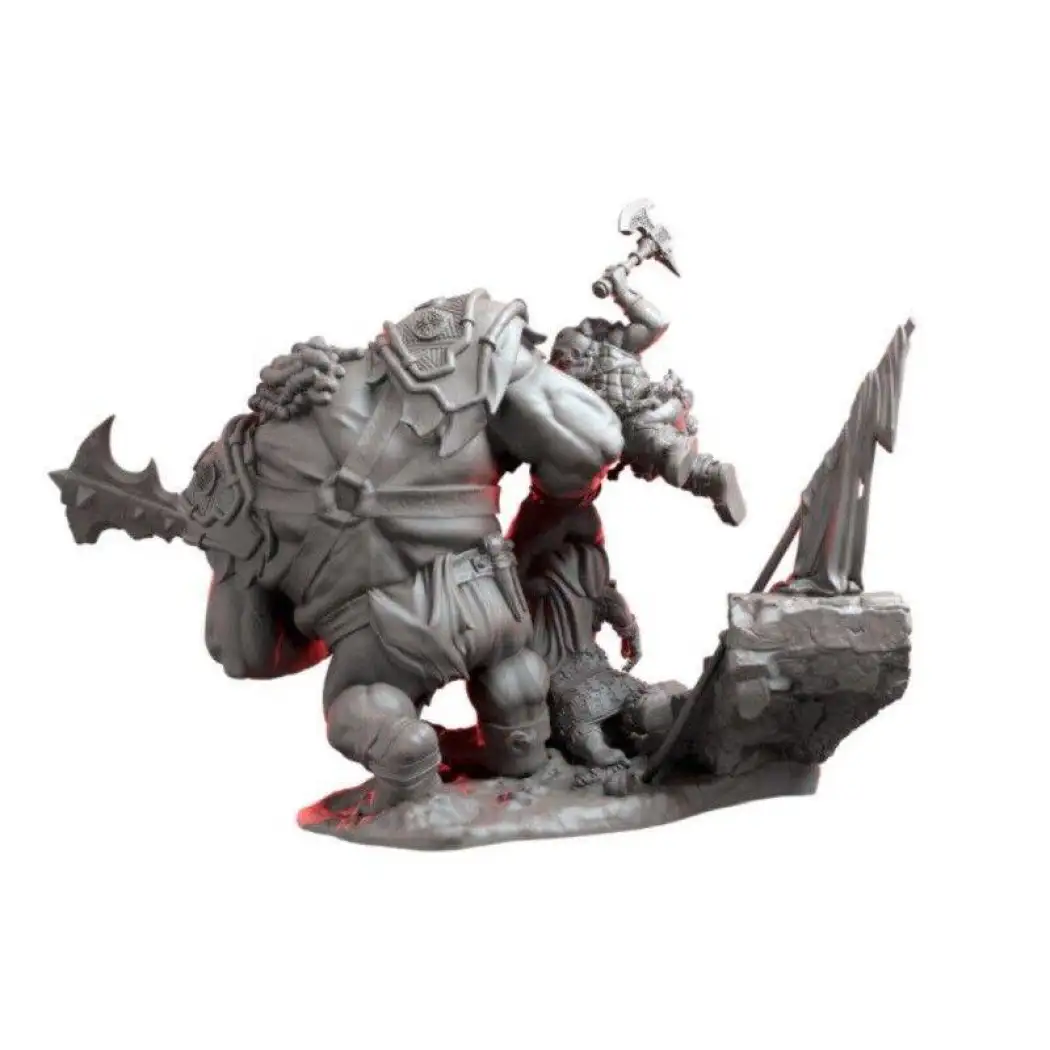 1/24 Resin Model Kit Warriors Dwarves and Troll Warcraft Unpainted - Model-Fan-Store