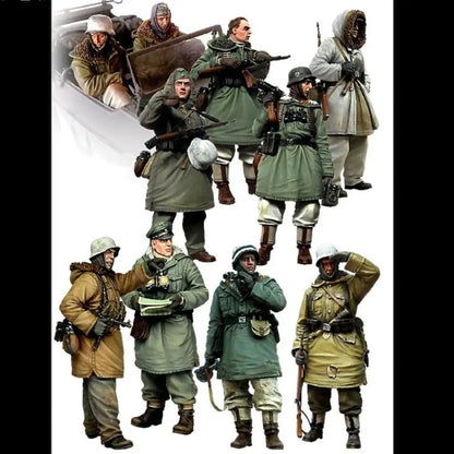 1/35 10pcs Figures Resin Model Kit Winter German Soldiers Infantry WW2 Unpainted - Model-Fan-Store