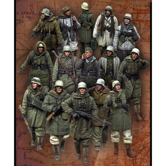 1/35 15pcs Figures Resin Model Kit Winter German Soldiers Infantry WW2 Unpainted - Model-Fan-Store