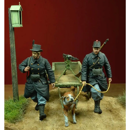 1/35 2pcs + dog Resin Model Kit Belgian Soldiers WW1 Unpainted - Model-Fan-Store