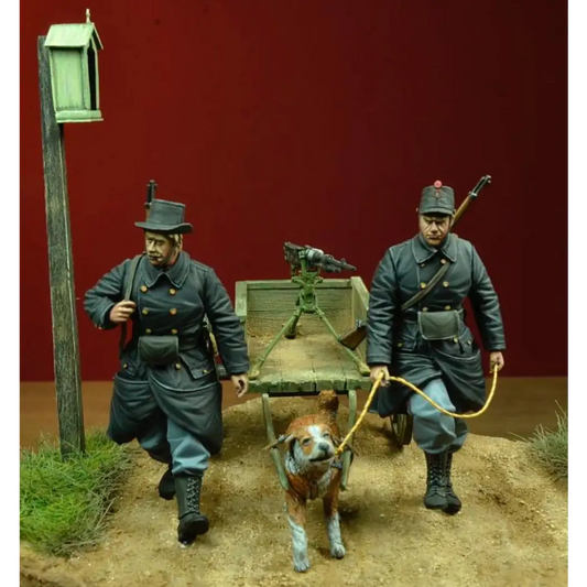 1/35 2pcs + dog Resin Model Kit Belgian Soldiers WW1 Unpainted - Model-Fan-Store