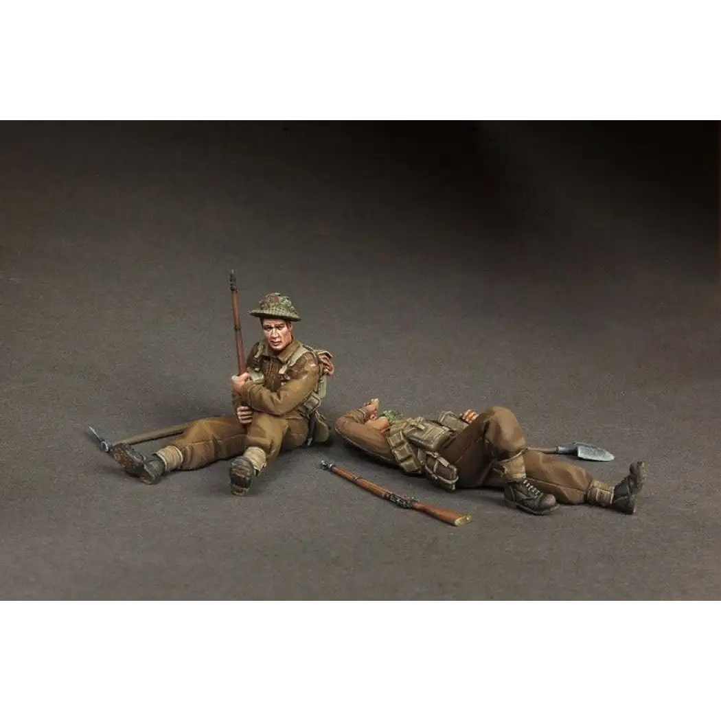 1/35 2pcs Resin Model Kit British Soldiers in Rest Infantry WW2 Unpainted - Model-Fan-Store