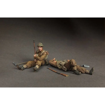 1/35 2pcs Resin Model Kit British Soldiers in Rest Infantry WW2 Unpainted - Model-Fan-Store