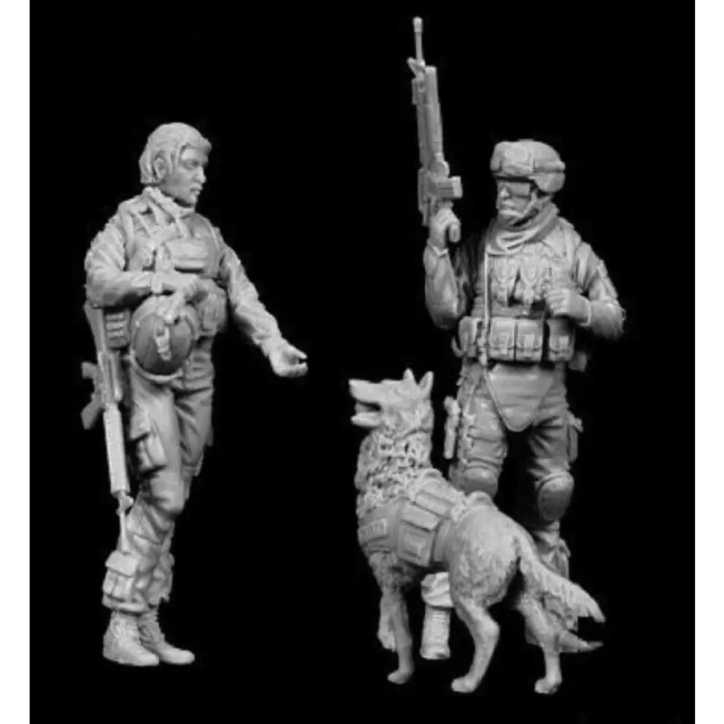 1/35 2pcs Resin Model Kit Modern Soldiers US Special Forces with Dog Unpainted A28 - Model-Fan-Store