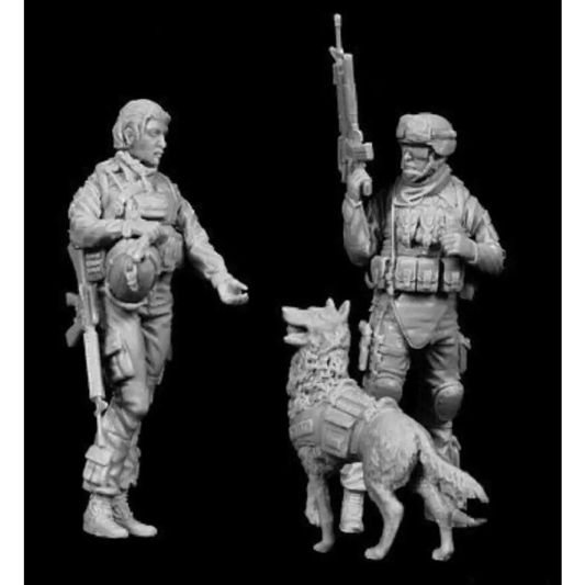 1/35 2pcs Resin Model Kit Modern Soldiers US Special Forces with Dog Unpainted A28 - Model-Fan-Store
