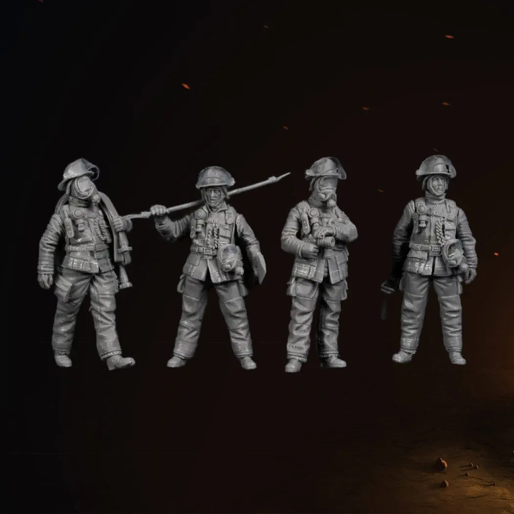 1/35 4pcs Resin Model Kit Modern Fire Team Firemens Unpainted