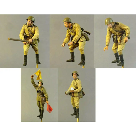 1/35 5pcs Resin Model Kit Soviet Soldiers Artillery WW2 Unpainted - Model-Fan-Store