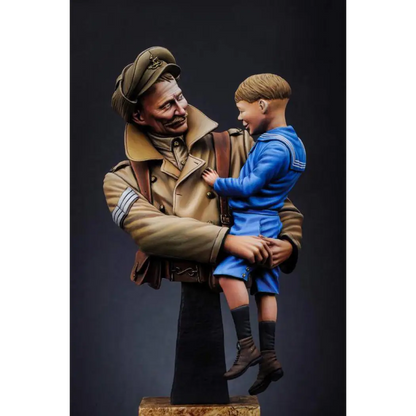 1/10 BUST Resin Model Kit British Soldier & Son Child WW1 Unpainted - Model-Fan-Store