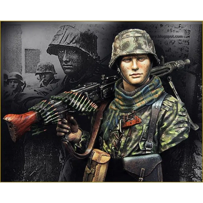 1/10 BUST Resin Model Kit German Soldier Machine Gunner WW2 Unpainted - Model-Fan-Store