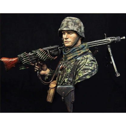 1/10 BUST Resin Model Kit German Soldier Machine Gunner WW2 Unpainted - Model-Fan-Store