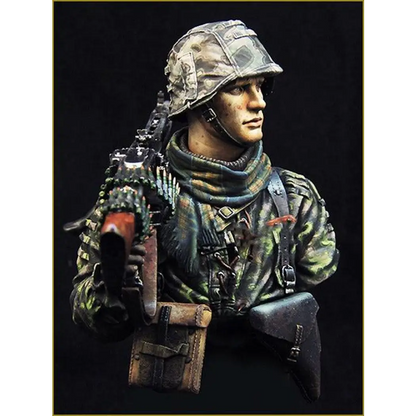 1/10 BUST Resin Model Kit German Soldier Machine Gunner WW2 Unpainted - Model-Fan-Store