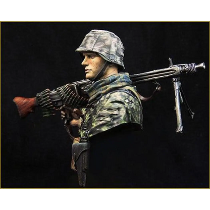 1/10 BUST Resin Model Kit German Soldier Machine Gunner WW2 Unpainted - Model-Fan-Store