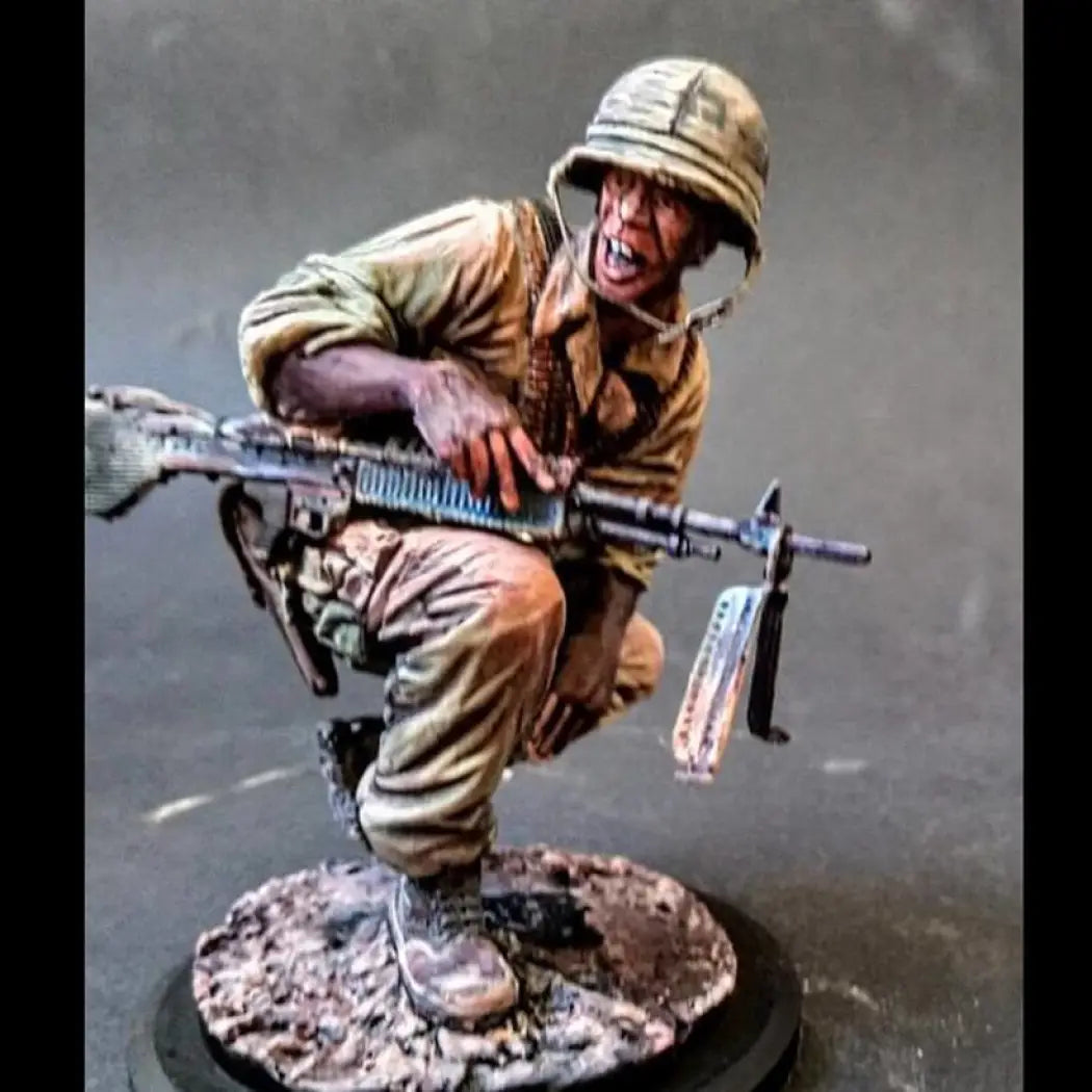 1/16 Resin Model Kit US Army Vietnam War Soldier Machine Gunner Unpainted - Model-Fan-Store