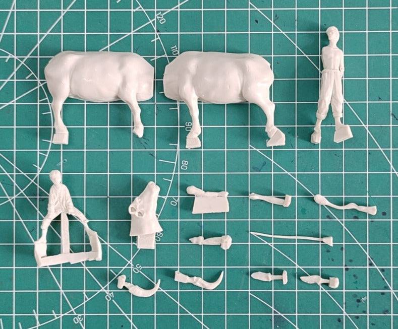 1/35 Resin Model Kit Vietnam War Vietnam Children & Buffalo Unpainted - Model-Fan-Store