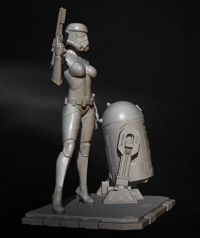 1/6 300mm 3D Print Model Kit Star Wars Beautiful Girl Stormtrooper & Droid Movie Unpainted - Model-Fan-Store