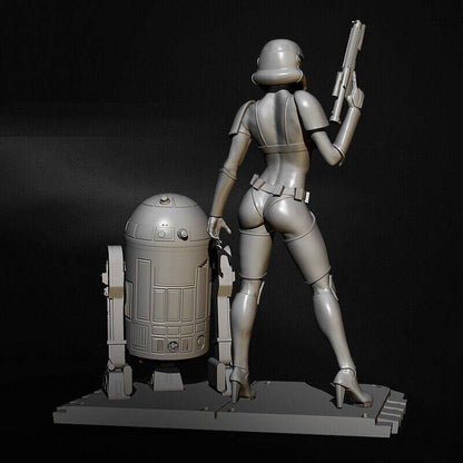 1/6 300mm 3D Print Model Kit Star Wars Beautiful Girl Stormtrooper & Droid Movie Unpainted - Model-Fan-Store