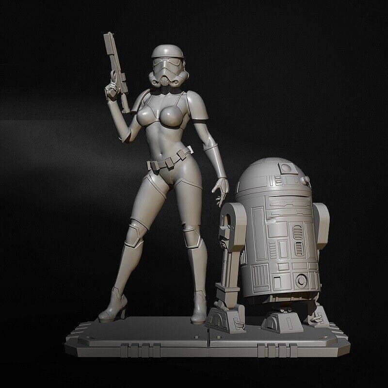 1/6 300mm 3D Print Model Kit Star Wars Beautiful Girl Stormtrooper & Droid Movie Unpainted - Model-Fan-Store