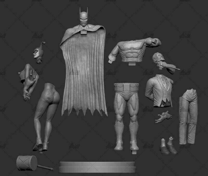 1/6 340mm 3D Print Superhero Model Kit Batman and Joker & Harley Unpainted - Model-Fan-Store