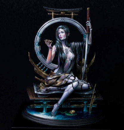 1/8 190mm 3D Print Cyberpunk Model Kit Beautiful Girl Woman Samurai Unpainted - Model-Fan-Store